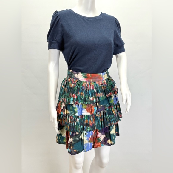 ALLISON NY Green and Blue Mini layered Bubble Skirt size M. - Picture 6 of 10